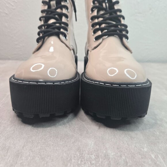 Platform Combat Boots Chunky Grunge Y2k Lace Up Hiker Platform Patent Booties 8 - Picture 4 of 12